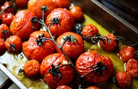 Roasted cherry tomotoes food photography recipe idea