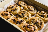 Homemade Danish pastry with raisins food photography recipe