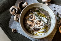 Delicious bowl of mushroom soup