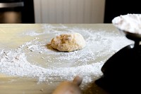 Dough on a table with flour