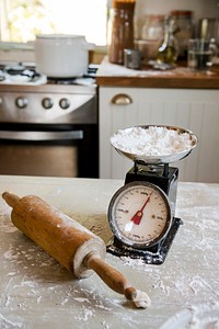 Rolling pin and a weighing scale