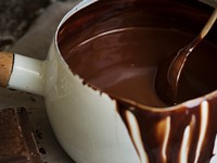 Dark chocolate sauce food photography recipe idea