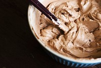 Closeup of chocolate frosting food photography recipe idea