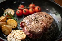 Cooking a steak food photography recipe idea