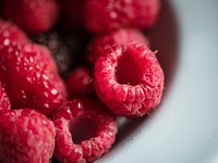 Closeup of fresh big raspberries