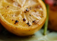 Baked lemon food photography recipe idea