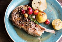 Pork chop with apples food photography recipe idea