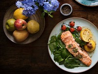 Baked salmon food photography recipe idea