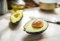 Closeup of a freshly cut avocado