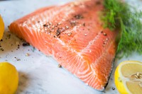 Fresh salmon with dill food photography recipe idea