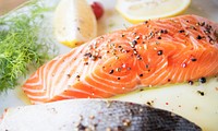 Fresh salmon with dill food photography recipe idea