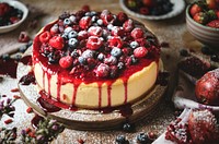 Cheesecake covered with mixed berries