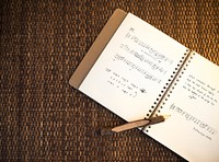 Music notebook with wooden pencil