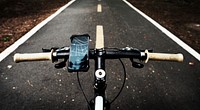 Map application on a device on a bike handle grips