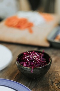 A side dish of red cabbage salad