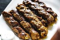 Delicious pieces of mutton kebab on a plate