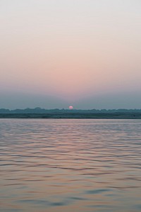 Sunset view at River Ganges in Varanasi, India