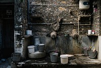 Buckets at a washing area