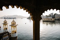 Udaipur city view from a hotel balcony in Rajasthan, India