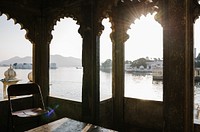 Udaipur city view from a hotel balcony in Rajasthan, India