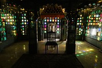 Stained glass windows in the City Palace in Udaipur Rajasthan