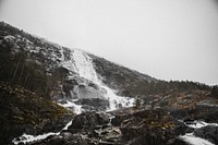 View of a waterfall in a dull day