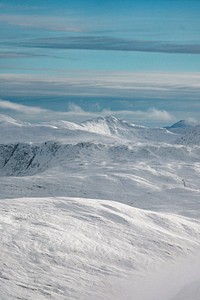 Snowy mountain views in winter