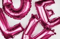 Pink love blown up balloons