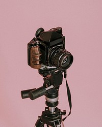 Vintage film camera on a tripod
