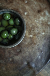 Fresh organic olives in a bowl