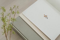 Card mockup on a gray book