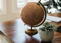 Globe on a wooden table