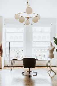 Minimal interior of fashion designer workplace