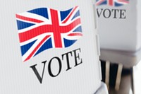 The United Kingdom flag printed on a polling booth