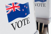 New Zealand flag printed on a polling booth