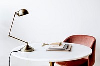 Desk lamp at marble table