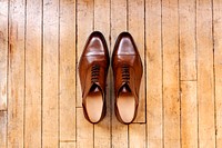 Leather shoes on wooden floor