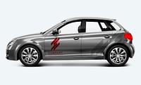 Side view of a silver hatchback in 3D