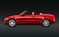 Side view of a red convertible in 3D