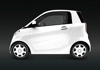 Side view of a white microcar in 3D