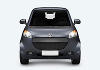 Front view of a gray microcar in 3D