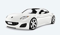 Side view of a white sports car in 3D