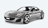 Side view of a silver sports car in 3D