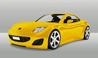 Side view of a yellow sports car in 3D