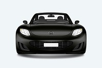 Front view of a black sports car in 3D
