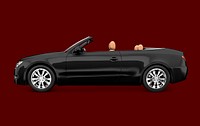 Side view of a black convertible in 3D