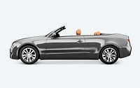 Side view of a silver convertible in 3D