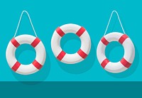 Life buoys on blue background illustration