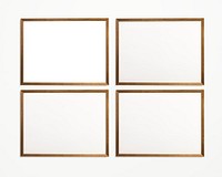 Four photo frames isolated on white wall