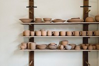 Ceramic cups on display